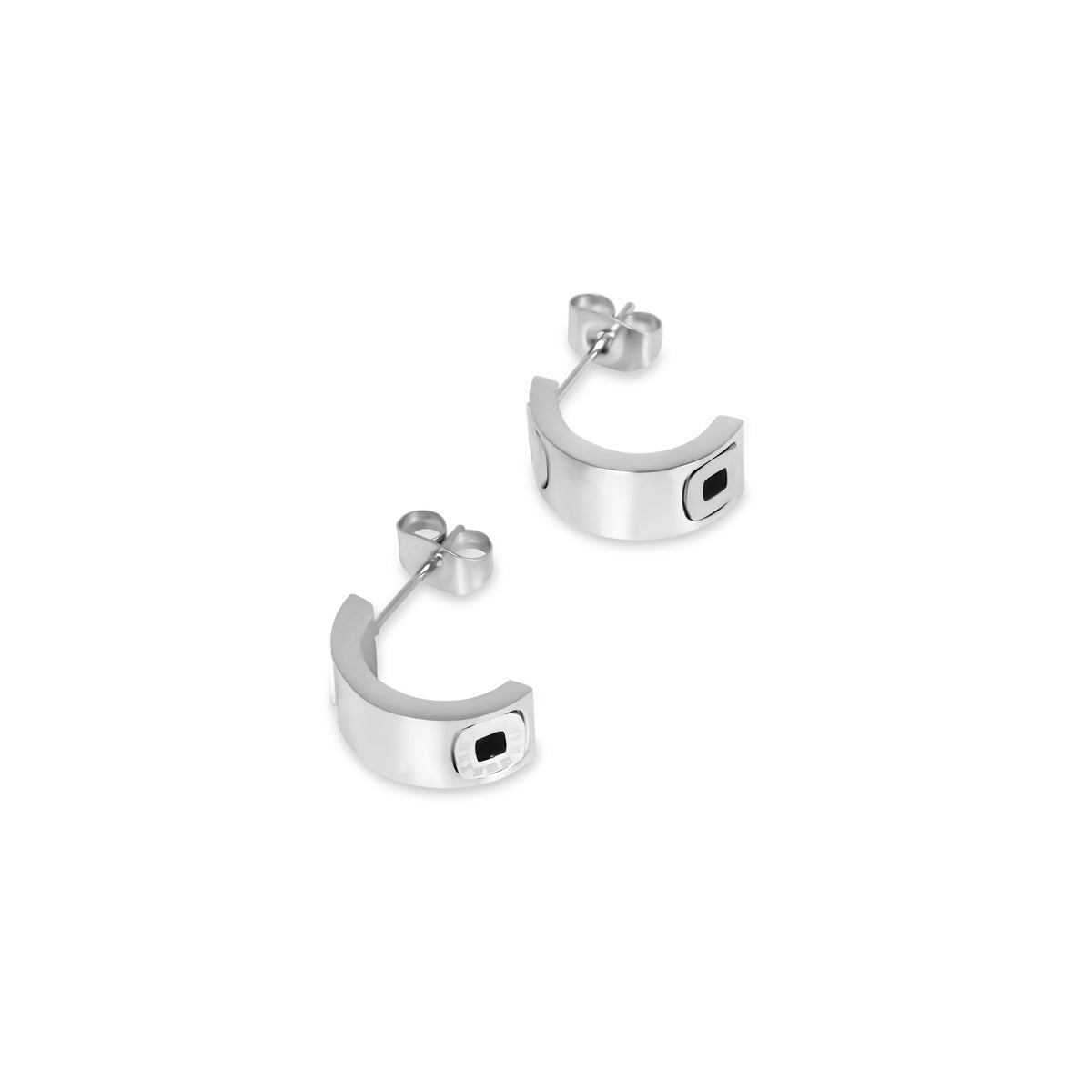 Square Charm Earring - Silver