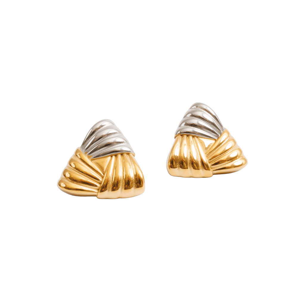 Triad Shine Earring with Gold and Silver Plating Mix