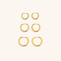 Trio of Hoop Earrings Plated in 18K Gold