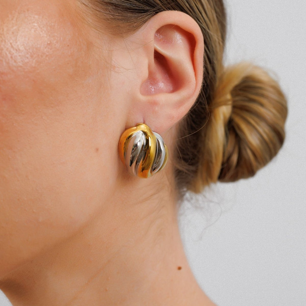 Twist Essence Earring with Gold and Silver Plating