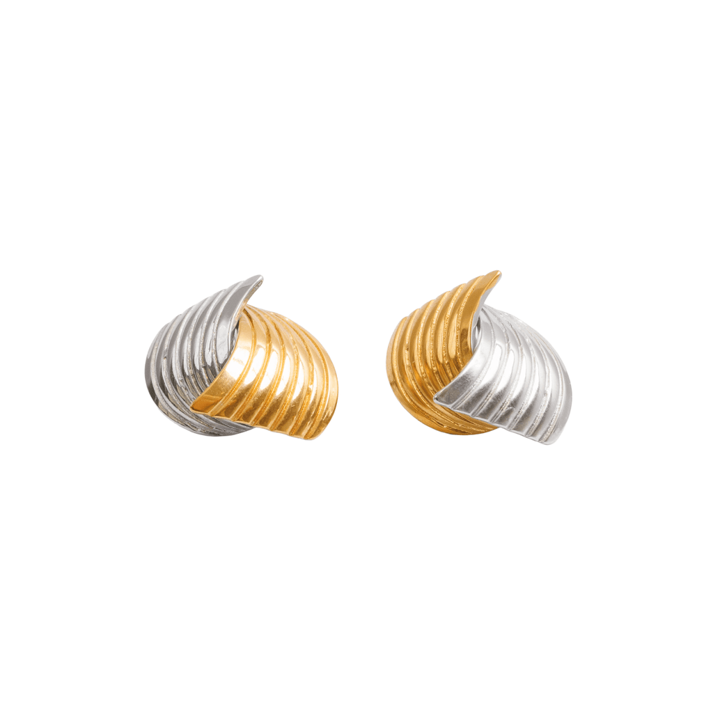 Wave Motion Earring with Gold and Silver Mix