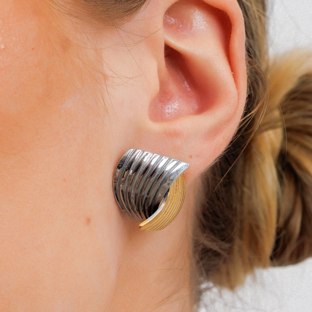 Wave Motion Earring with Gold and Silver Mix
