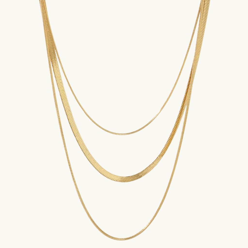Celina Necklace Trio Layers Mesh Plated in 18K Gold
