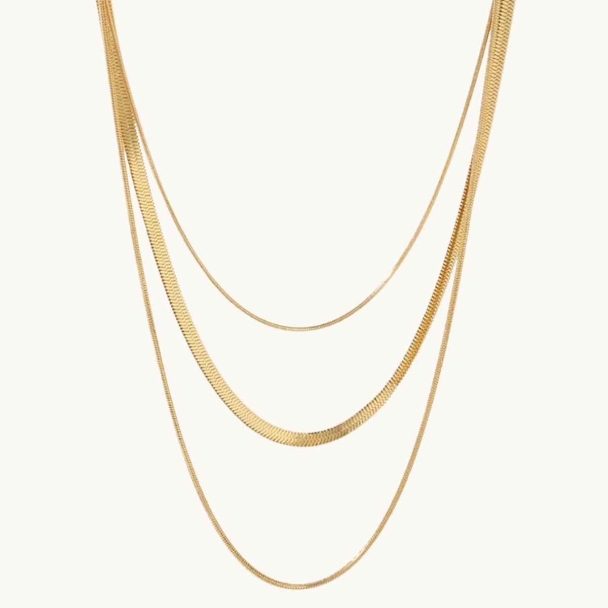 Celina Necklace Trio Layers Mesh Plated in 18K Gold