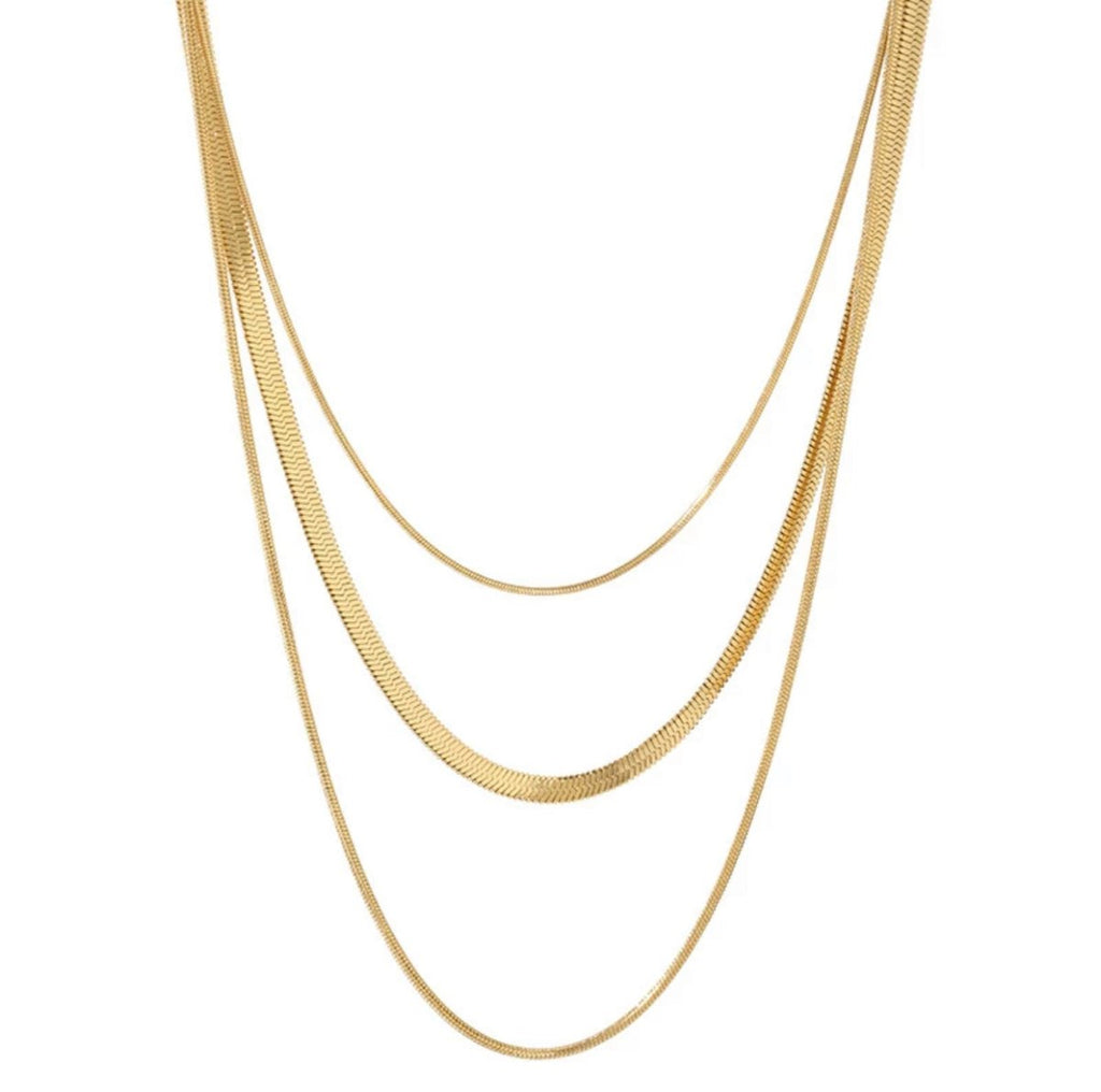 Celina Necklace Trio Layers Mesh Plated in 18K Gold