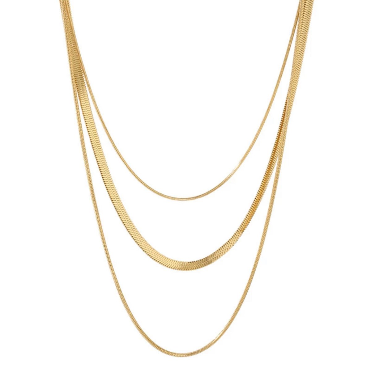 Celina Necklace Trio Layers Mesh Plated in 18K Gold