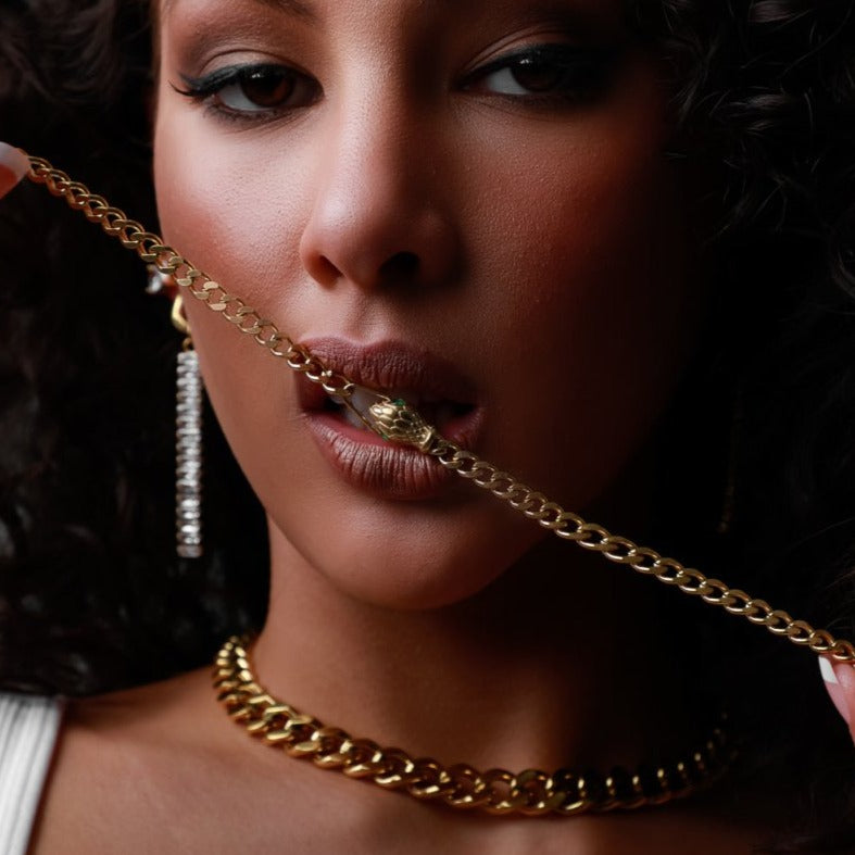 Snake Choker Necklace Plated in 18K Gold