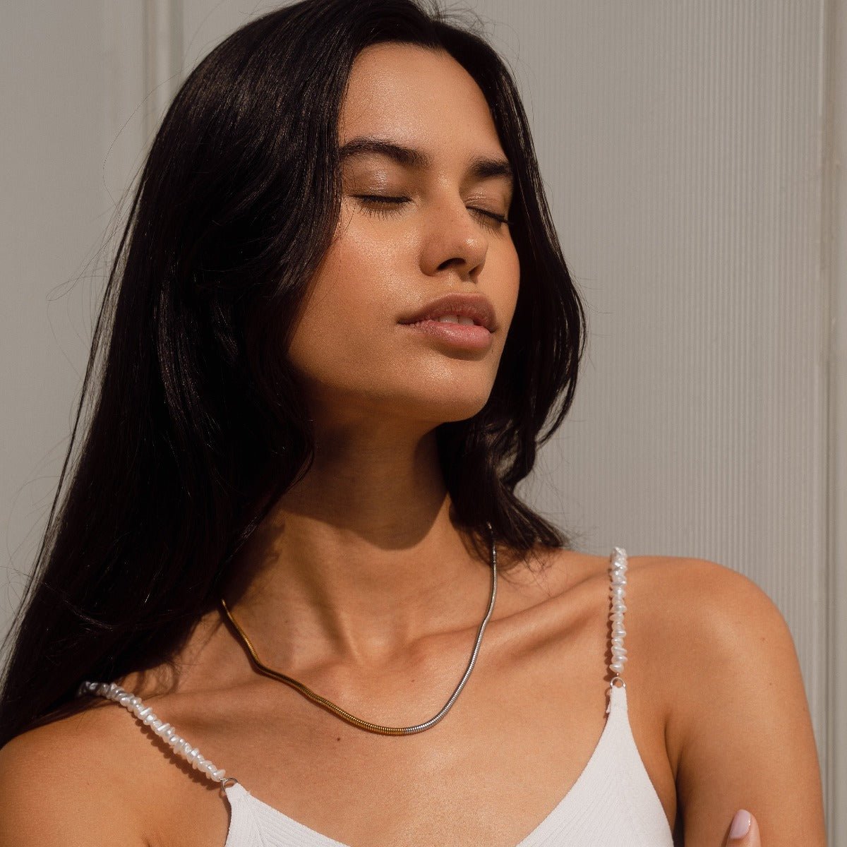 Contrast Necklace Mesh Plated in 18K Gold