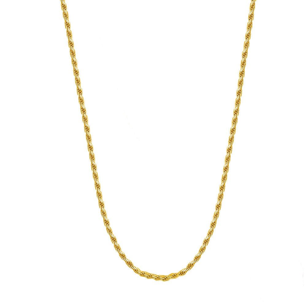 Thin 2mm Bahian Chain Necklace Plated in 18k Gold