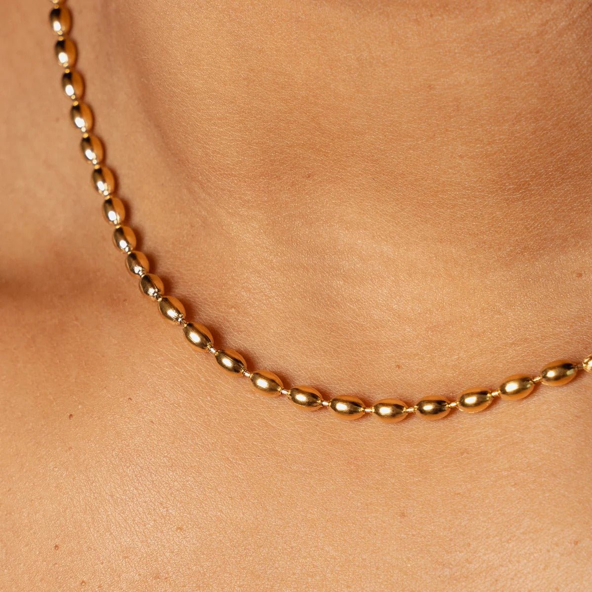 Gold Plated Sphere Chain Necklace 18K