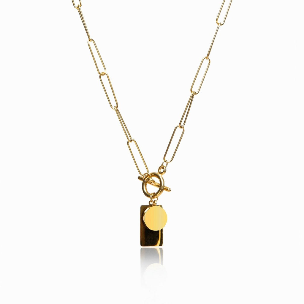 Geometric Smooth Pendant Chain Necklace Plated in 18K Gold