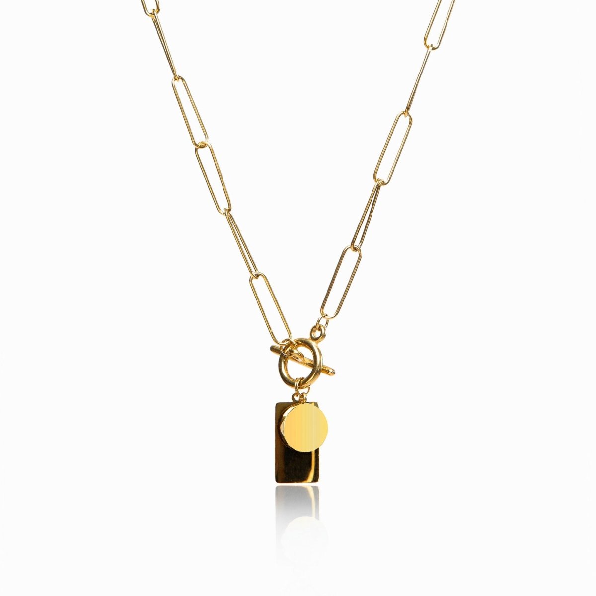 Geometric Smooth Pendant Chain Necklace Plated in 18K Gold