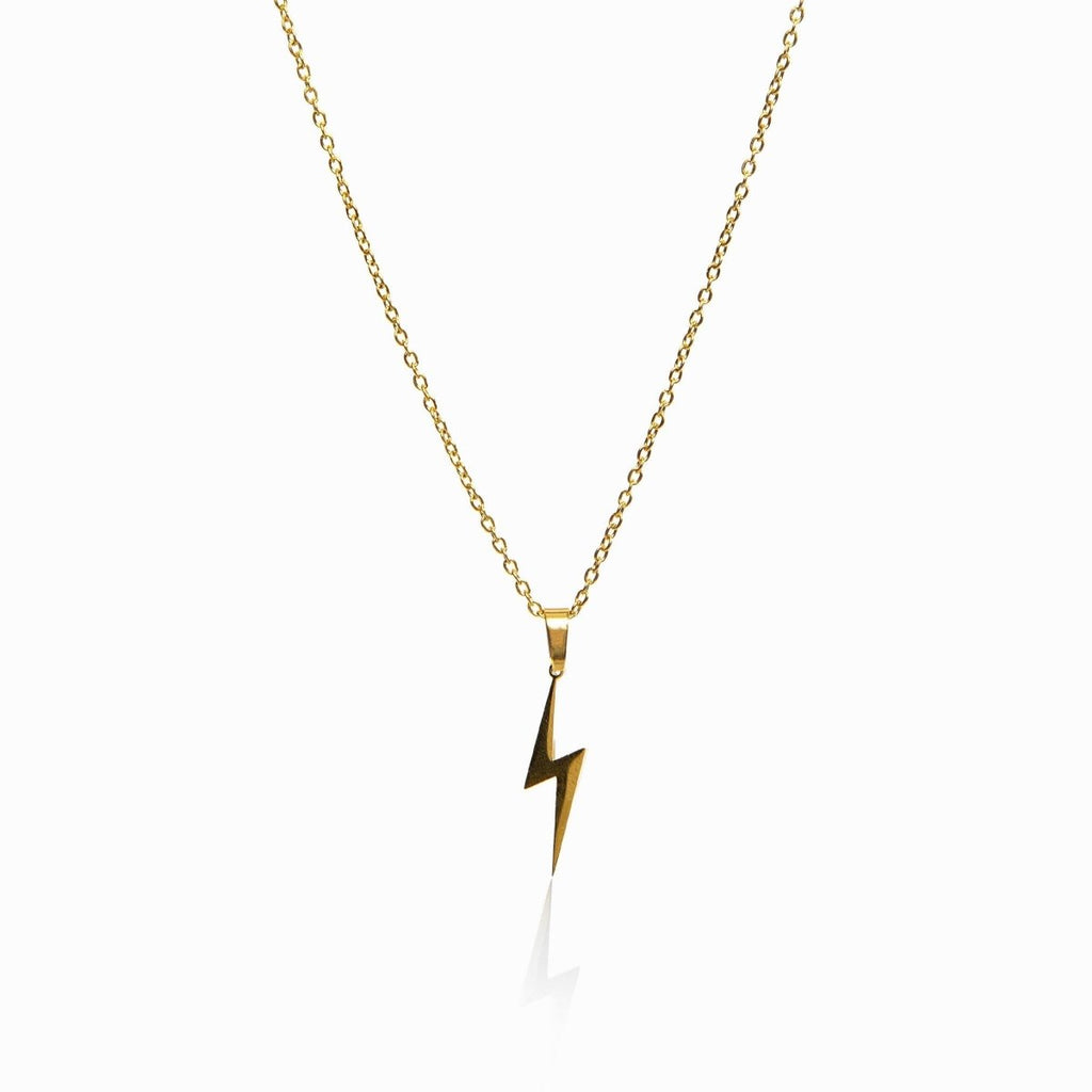 Energy Pendant Lightning Necklace Plated in 18K Gold