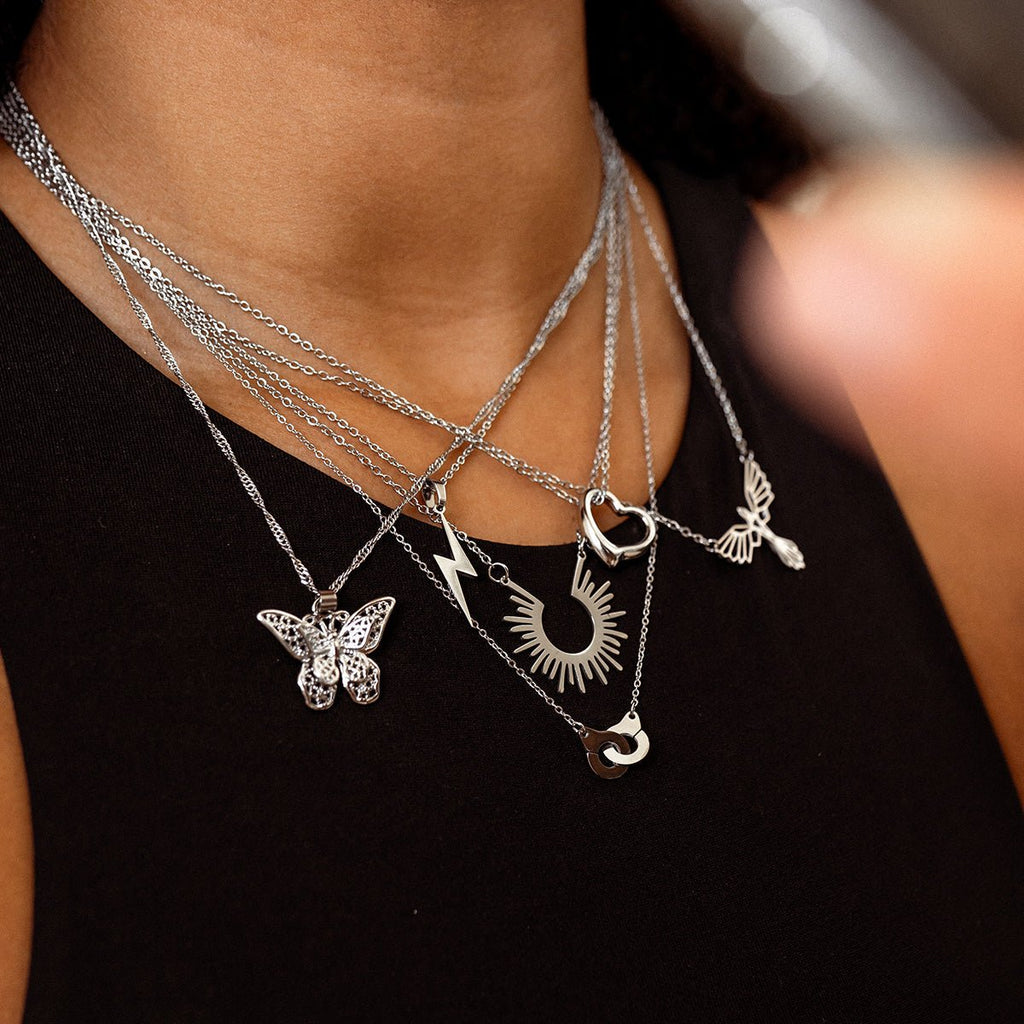 Energy Pendant Lightning Necklace - Silver