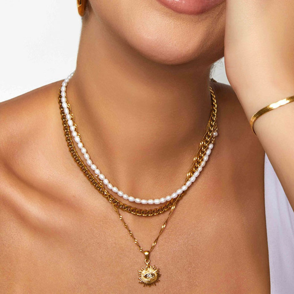 Gold Plated Eye Necklace 18K