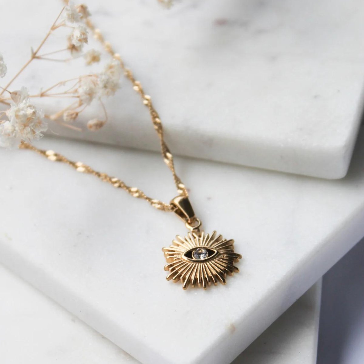 Gold Plated Eye Necklace 18K