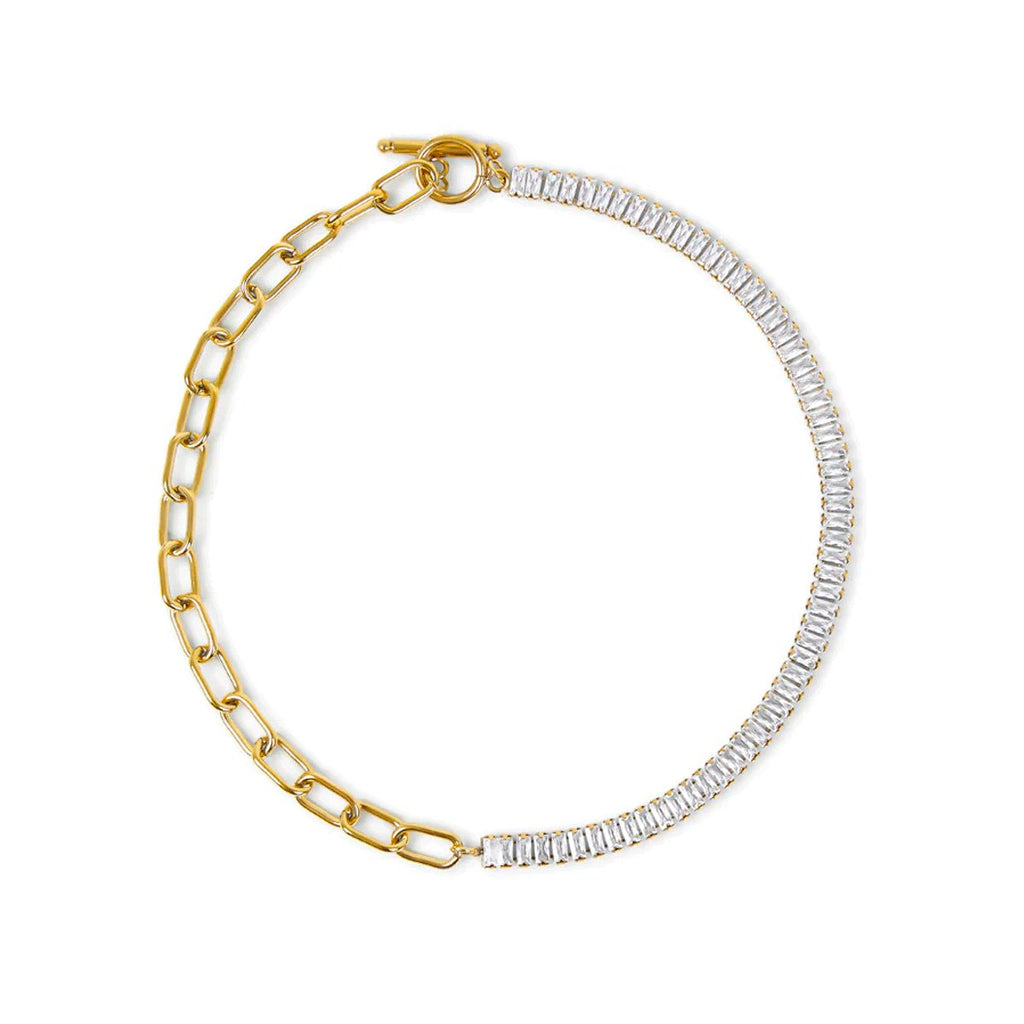Riviera Baguette Necklace Plated in 18k Gold