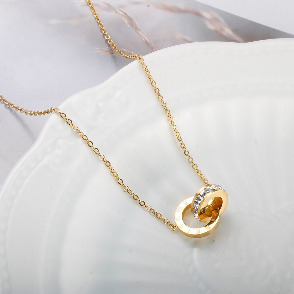 Imperial Necklace with Zirconia Stone Plated in 18K Gold