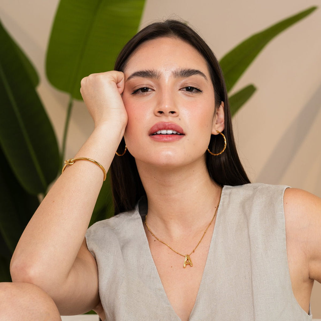 Bold Initial Letter Necklace Plated in 18K Gold