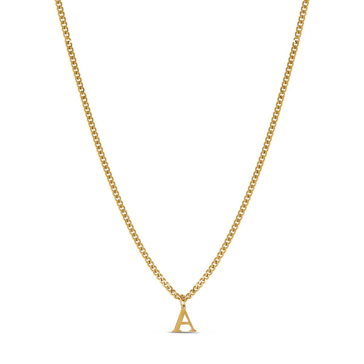 Initial Letter Chain Necklace Plated in 18K Gold