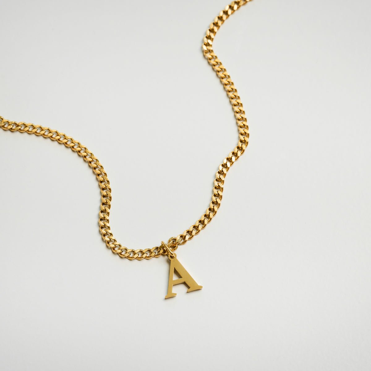 Initial Letter Chain Necklace Plated in 18K Gold