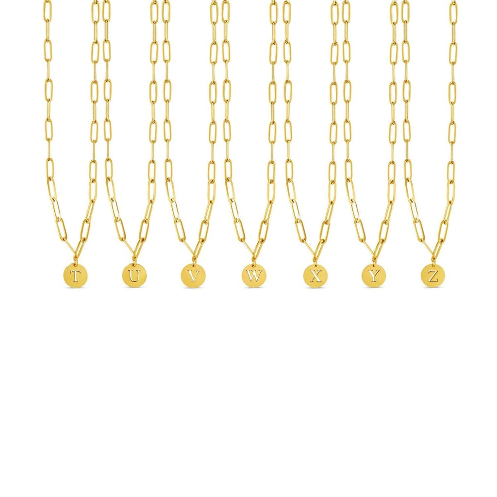 Initial Letter Clip Chain Necklace Plated in 18K Gold