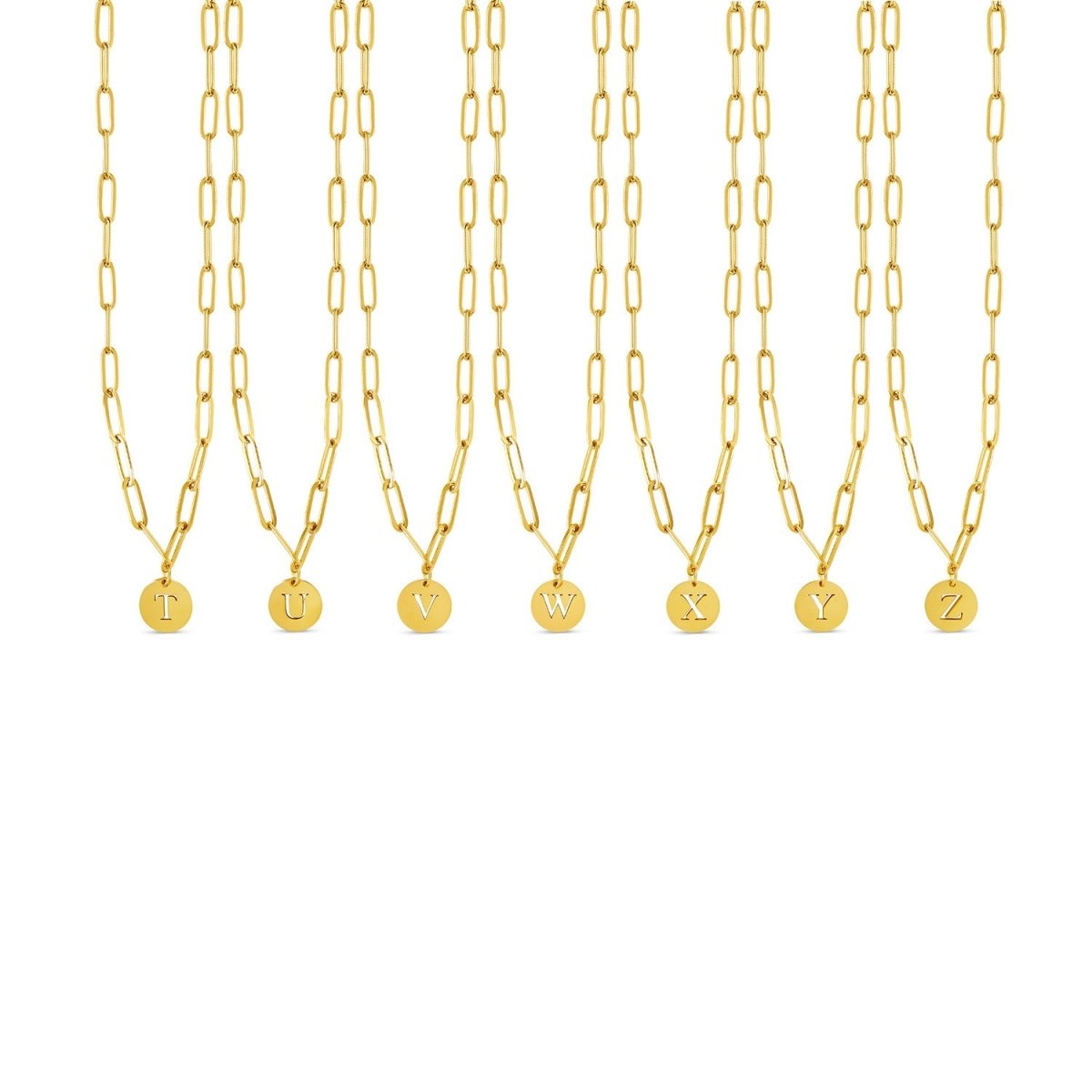 Initial Letter Clip Chain Necklace Plated in 18K Gold