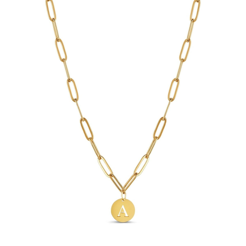 Initial Letter Clip Chain Necklace Plated in 18K Gold