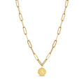 Initial Letter Clip Chain Necklace Plated in 18K Gold