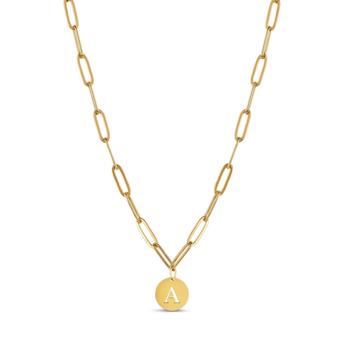 Initial Letter Clip Chain Necklace Plated in 18K Gold