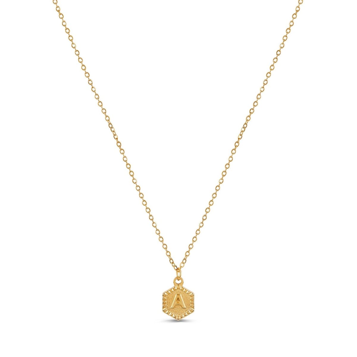 Initial Letter Necklace Hex Plated in 18K Gold