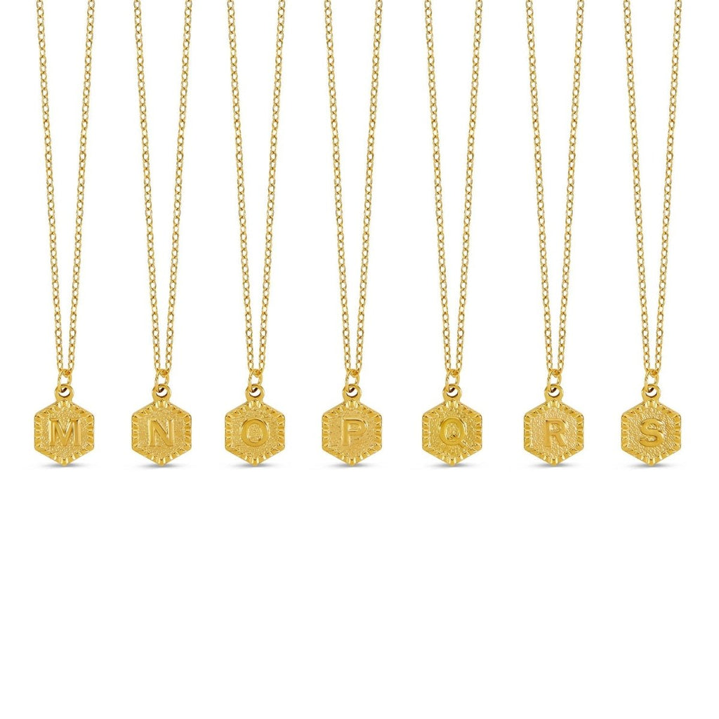 Initial Letter Necklace Hex Plated in 18K Gold