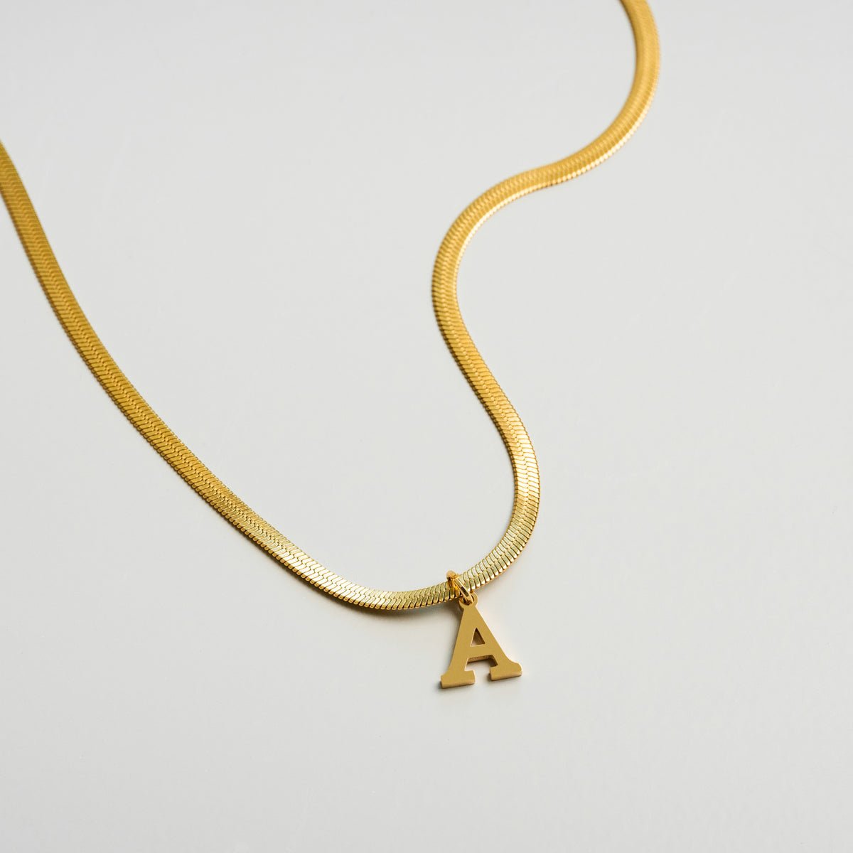 Initial Letter Mesh Necklace Plated in 18K Gold