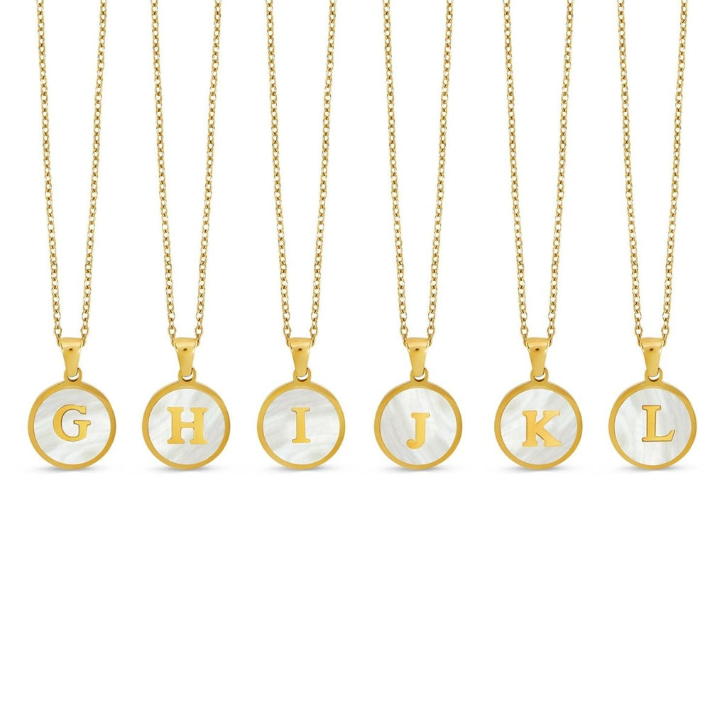 Initial Letter Marble Necklace Plated in 18K Gold
