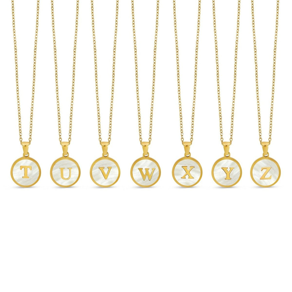 Initial Letter Marble Necklace Plated in 18K Gold