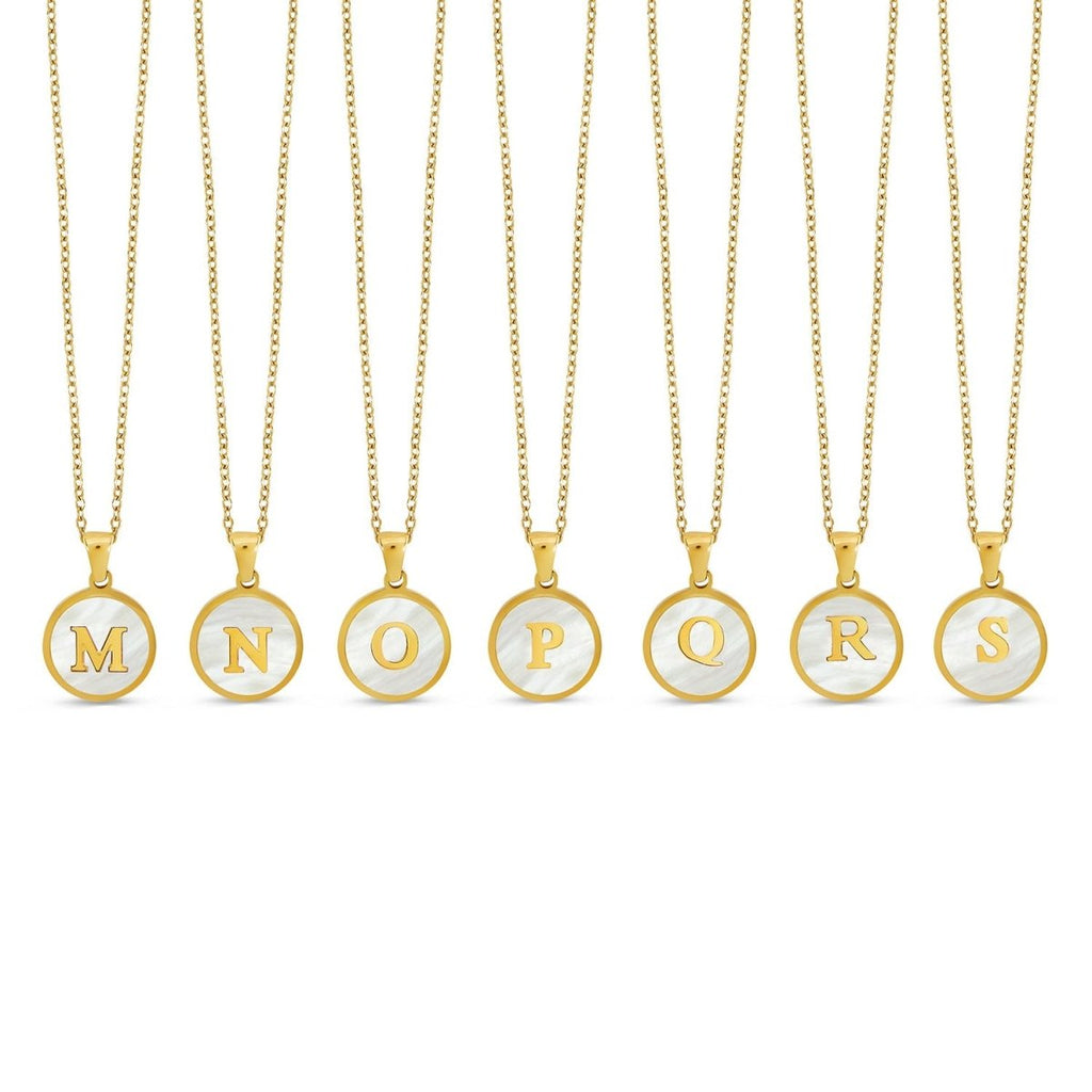 Initial Letter Marble Necklace Plated in 18K Gold