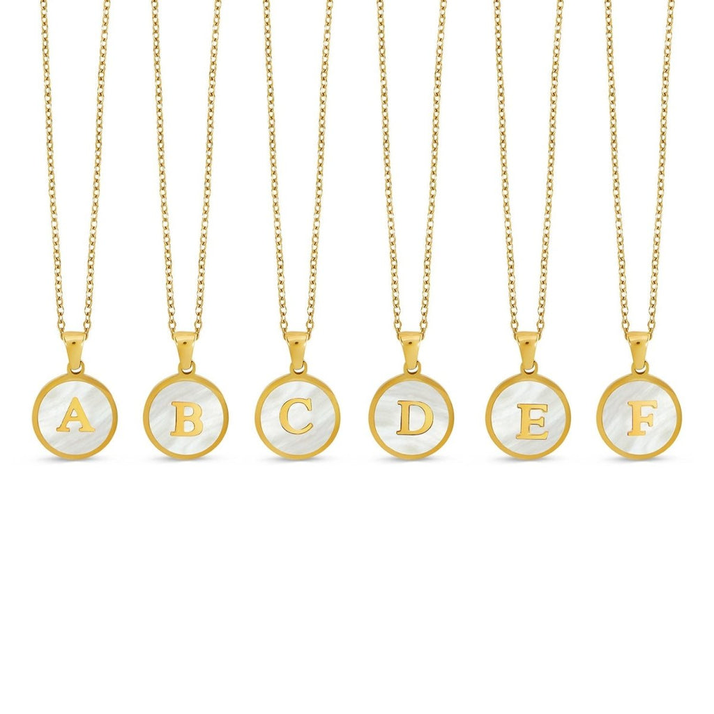 Initial Letter Marble Necklace Plated in 18K Gold