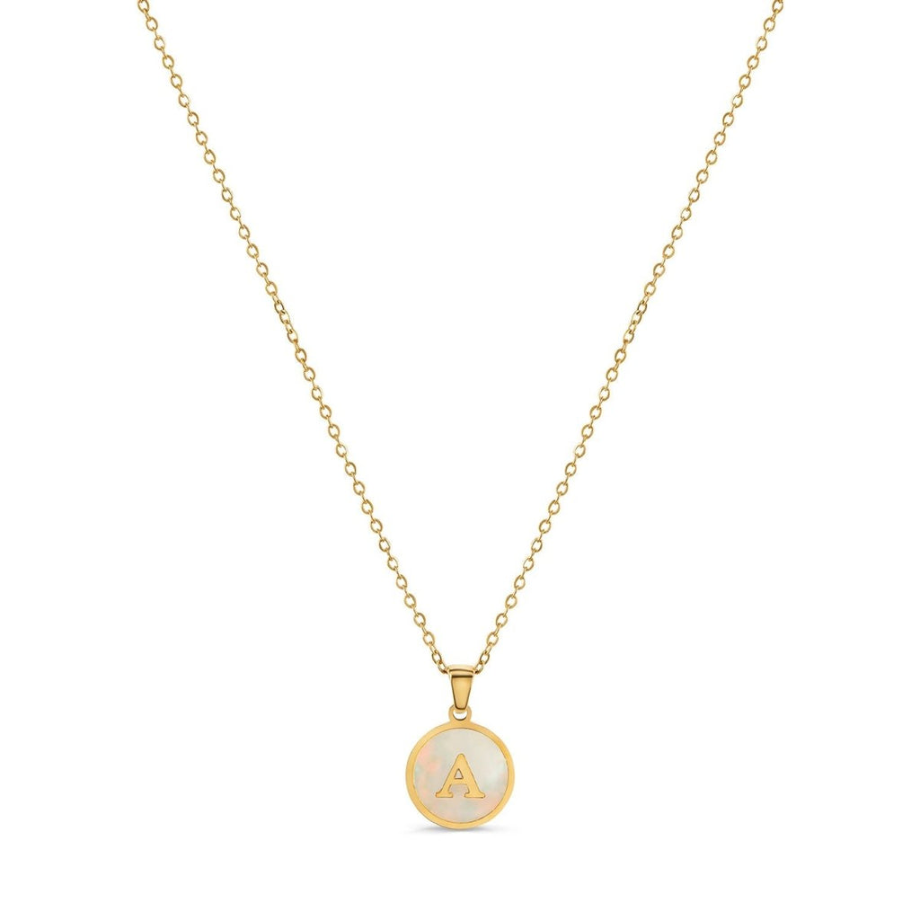 Initial Letter Marble Necklace Plated in 18K Gold