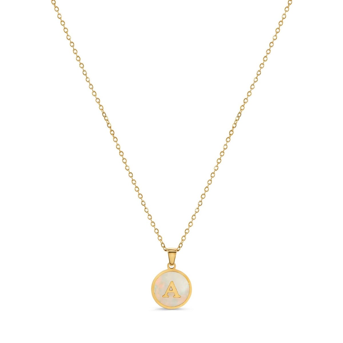 Initial Letter Marble Necklace Plated in 18K Gold