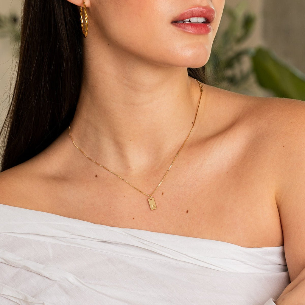 Minimal Initial Letter Necklace Plated in 18K Gold