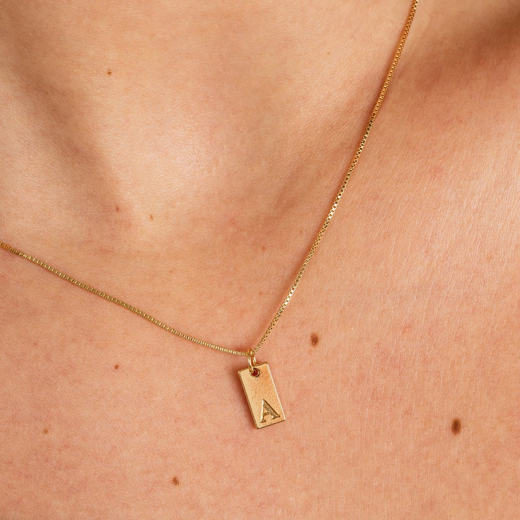 Minimal Initial Letter Necklace Plated in 18K Gold