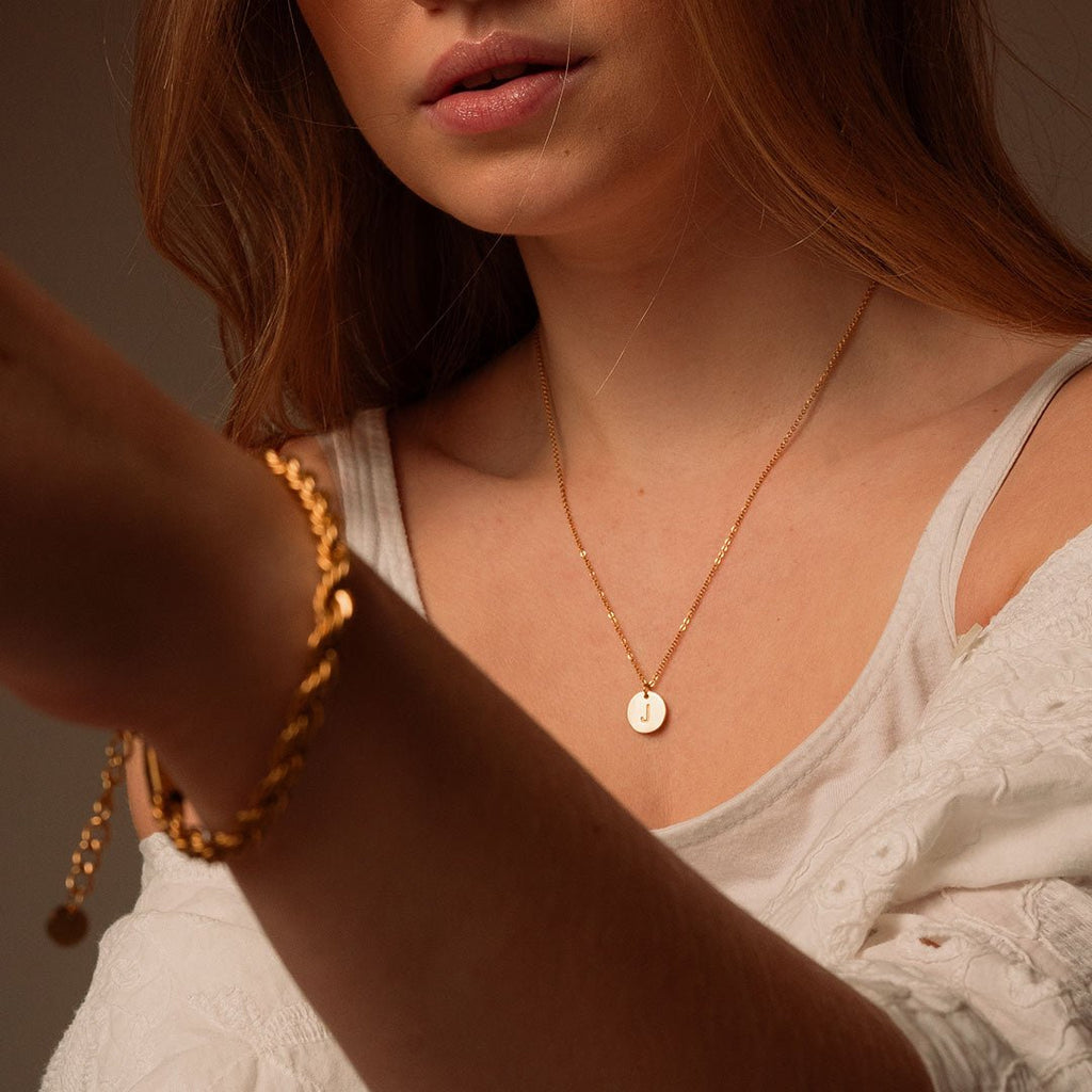 Minimalist Initial Letter Necklace Plated in 18k Gold