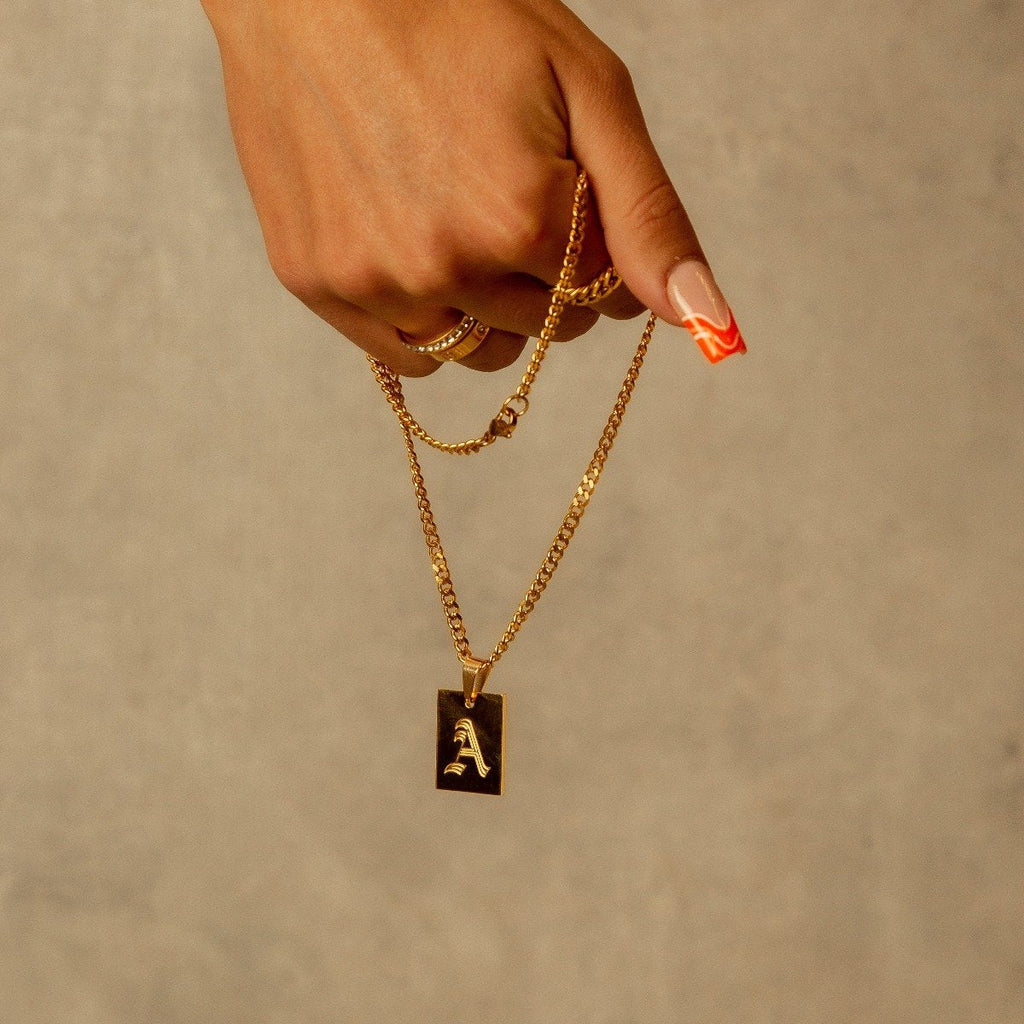 Modern Initial Letter Necklace Plated in 18K Gold