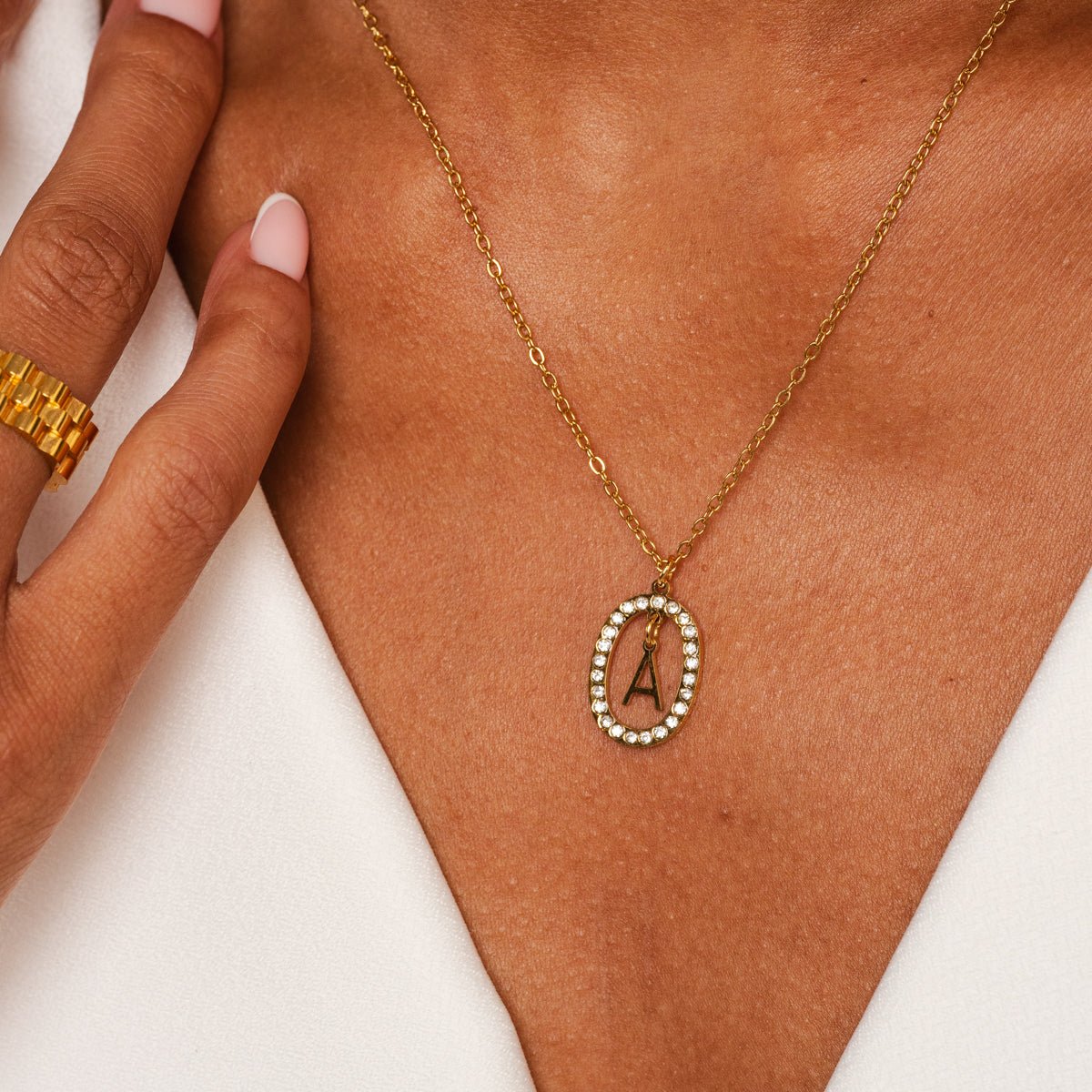 Initial Letter Prism Necklace Plated in 18K Gold