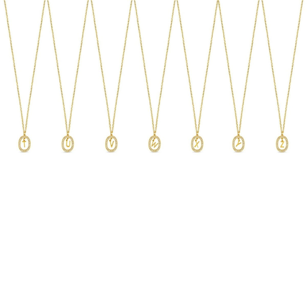 Initial Letter Prism Necklace Plated in 18K Gold