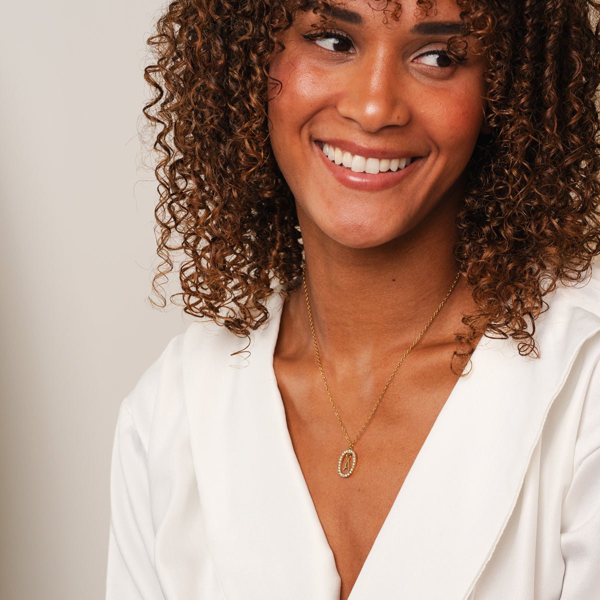 Initial Letter Prism Necklace Plated in 18K Gold