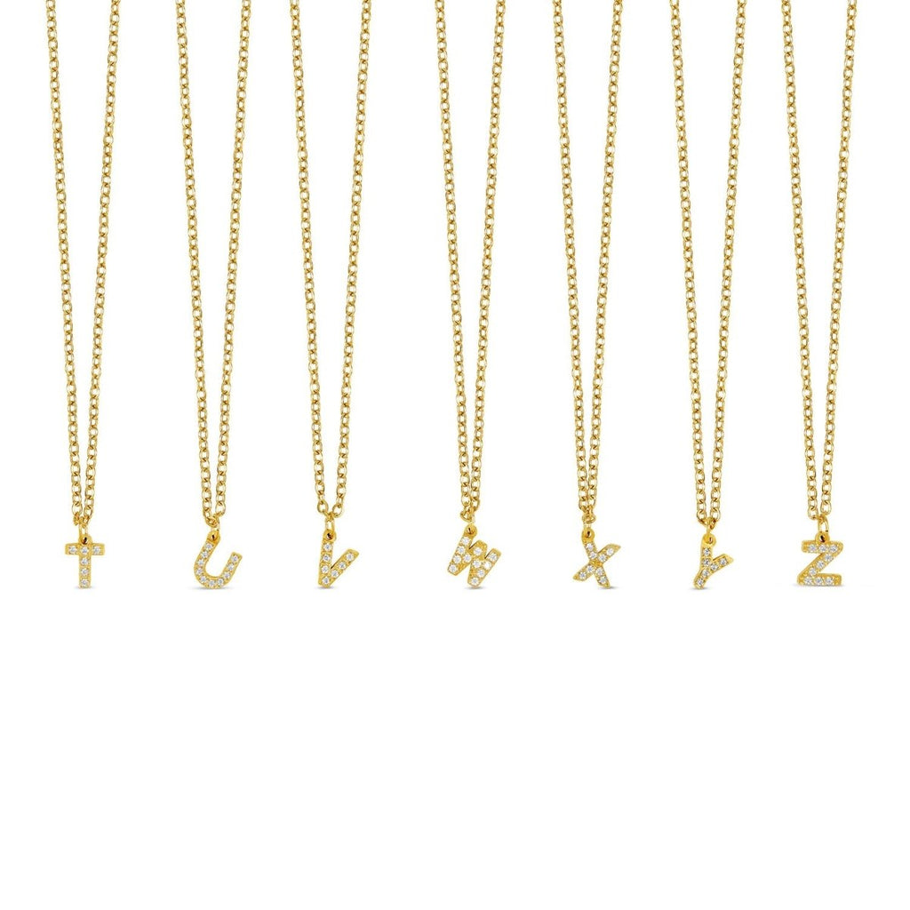 Initial Letter Stone Necklace Plated in 18K Gold