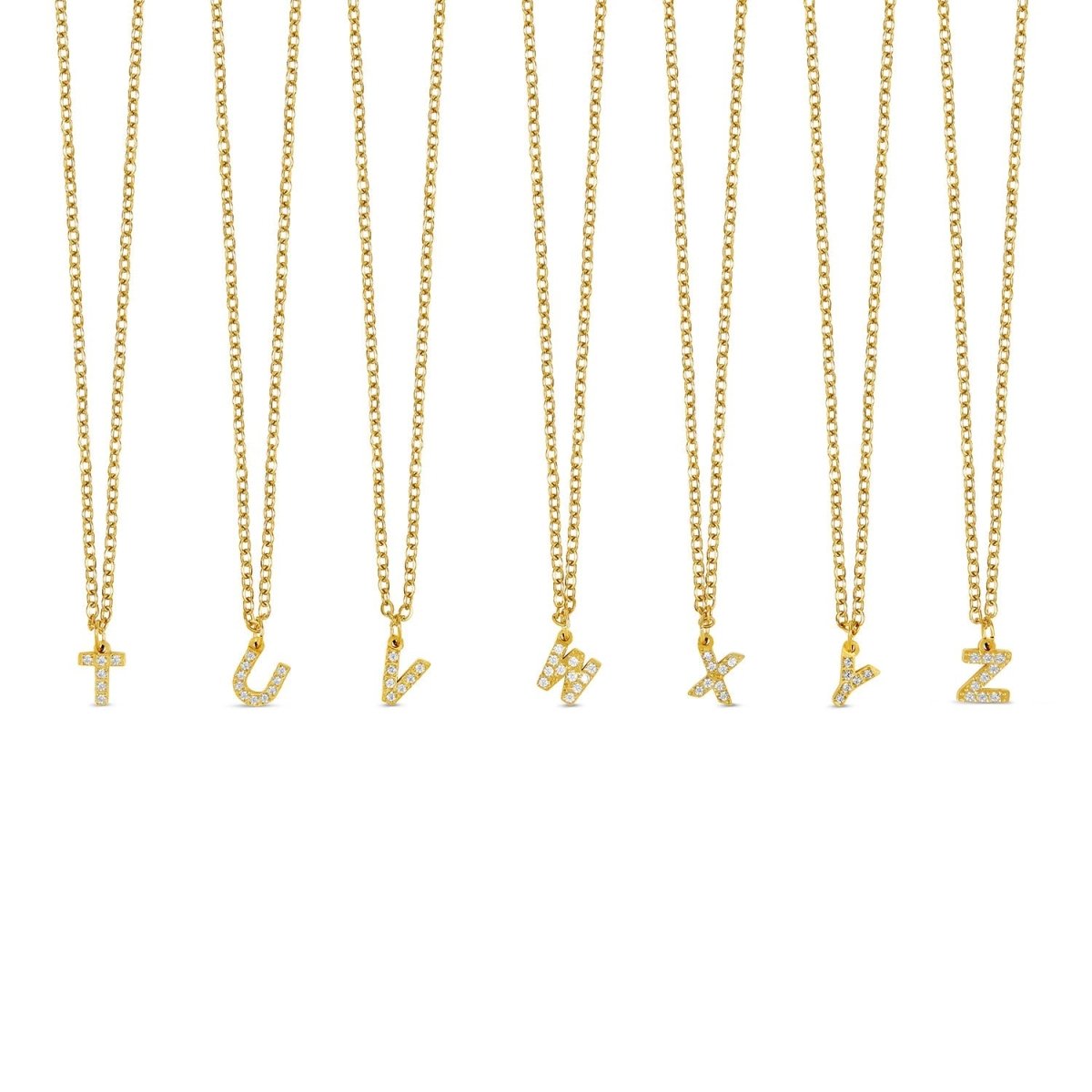 Initial Letter Stone Necklace Plated in 18K Gold