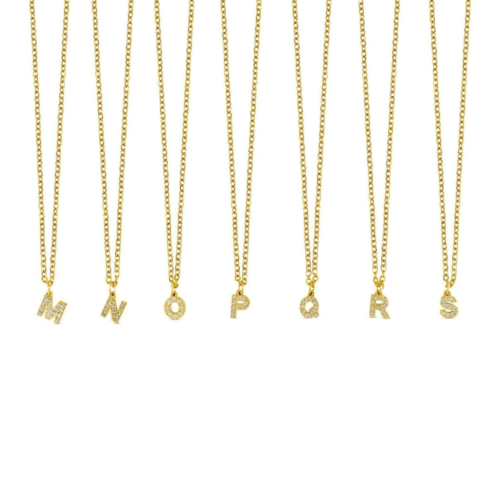 Initial Letter Stone Necklace Plated in 18K Gold