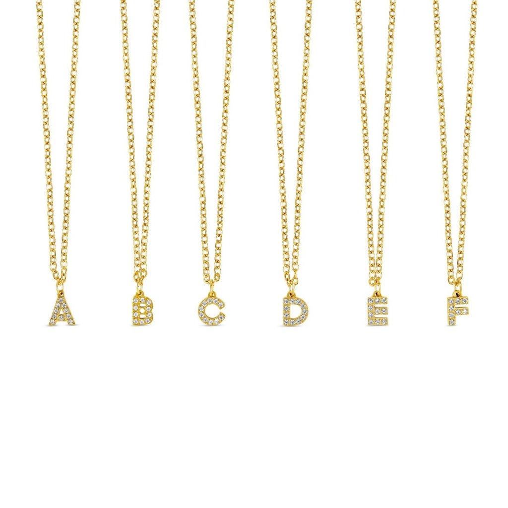 Initial Letter Stone Necklace Plated in 18K Gold